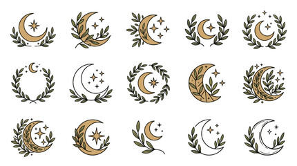 Moon Phase Star Symbols Logos. © sri mukti