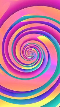Seamless vertical video of a rainbow gradient texture illustration pattern swirl. Geometric colorful graphic spiral with a psychedelic look 