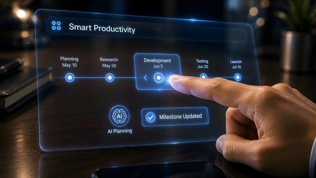 Project management dashboard with ai integration and milestone tracking interface