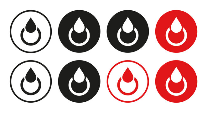 Graphic designer creates various colored icons with flame and water drop symbols