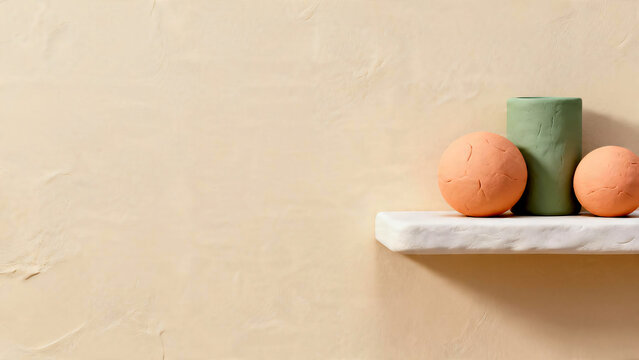 Minimalist 3D Clay Geometric Shapes Backdrop