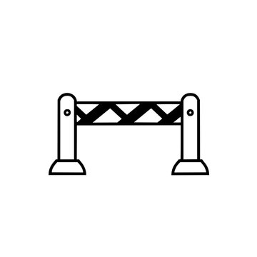 Safety barrier set with geometric vector icon with consistent stroke width on white background featuring road construction, traffic control, traffic safety with minimalist and outline