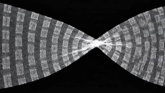 Striking abstract visualization of two luminous energy currents intertwining and culminating in a brilliant burst of light, symbolizing data or sonic wave interaction