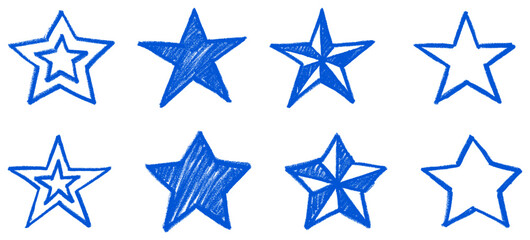 Basic Star Shapes Crayon Chalk Drawing Doodle Vector Set © Grunge Designs