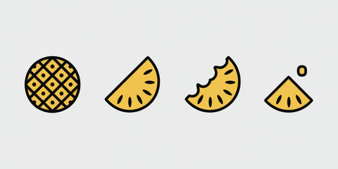 Naklejka premium Whimsical pineapple slices illustrated in a fun, modern style