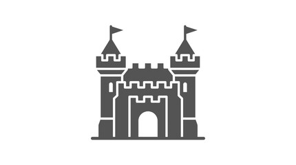 Black and white castle icon tower. © alfan