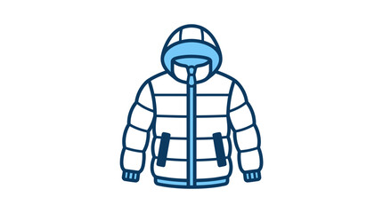 Blue and white winter puffer jacket. © alfan