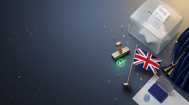 UK Voting Election Concept with Ballot Box and Flag of United Kingdom