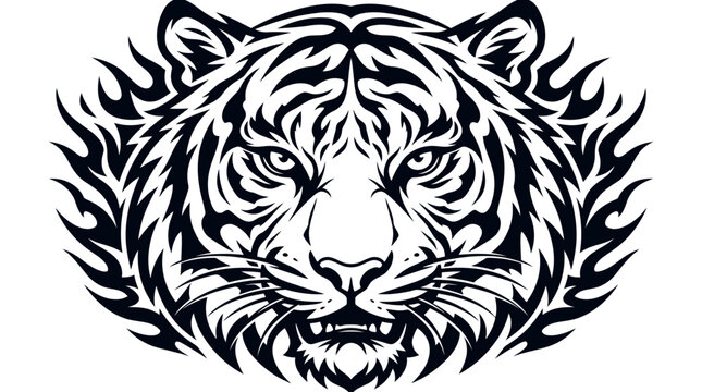 Tribal Tiger Face Vector Illustration