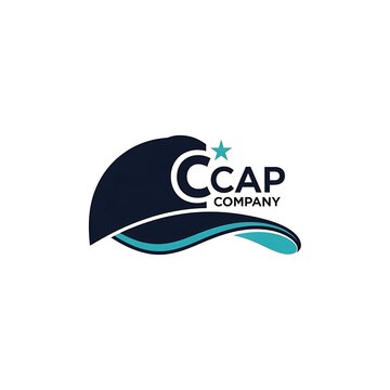 A stylized logo featuring a curved dark blue shape with a white and light blue outline, accompanied by a star and text
