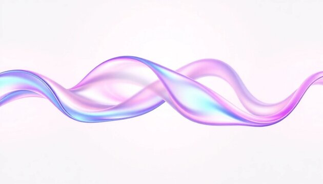 Iridescent wave, purple blue ribbon, shiny fluid design element, abstract background