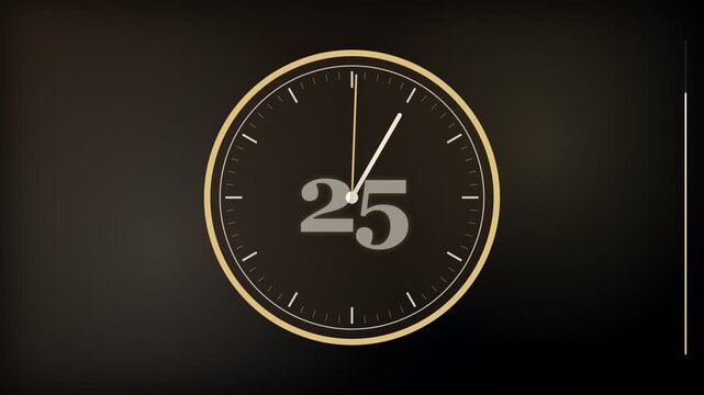 30 Second Countdown Timer Animation from 30 to 0 Seconds with Numbers for Videos, Presentations, Events, and Stock Footage, Antique golden clock ticking. Vintage timepiece measuring passing time.