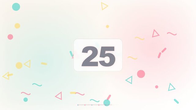30 Second Countdown Timer Animation from 30 to 0 Seconds with Numbers for Videos, Presentations, Events, and Stock Footage, Abstract Memphis style motion background. Colorful geometric 80s pattern