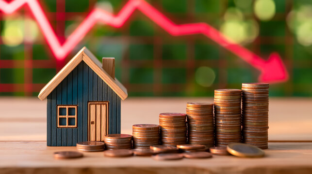金利政策の影響による住宅価格の下落と資金を失うリスクのコンセプト