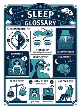 Educational infographic explaining common sleep terms and conditions