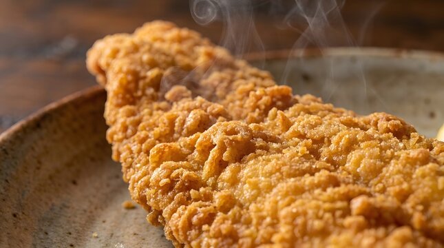 Crispy fried catfish fillet on plate Steaming hot fish meal perfect for National Catfish Month