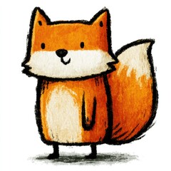 Fototapeta premium Cute red fox doodle illustration for children