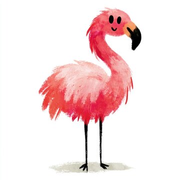 Cute greater flamingo doodle illustration for children