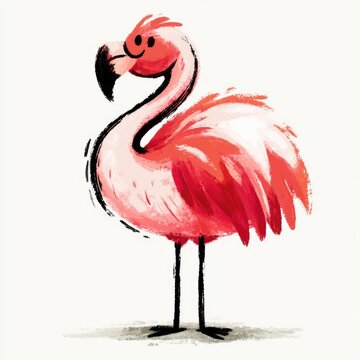 Cute greater flamingo doodle illustration for children
