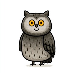 Obraz premium Cute Eurasian scops owl doodle illustration for children