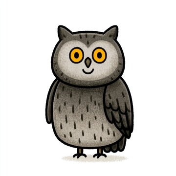 Cute Eurasian scops owl doodle illustration for children