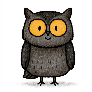 Cute Eurasian scops owl doodle illustration for children