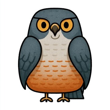 Cute Eurasian sparrowhawk cartoon icon for children