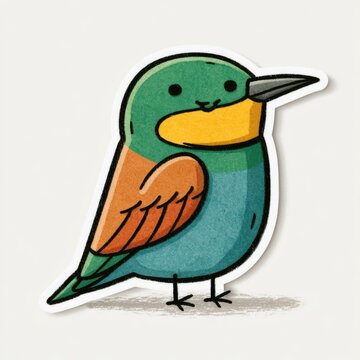 Cute European bee-eater doodle illustration for children