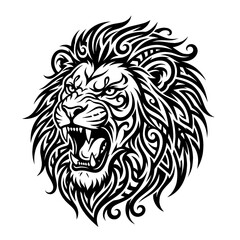 Fototapeta premium Ornamental Tribal Lion Line Art