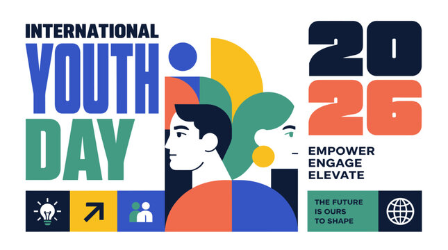 Young person illustration celebrating international youth day 2026.