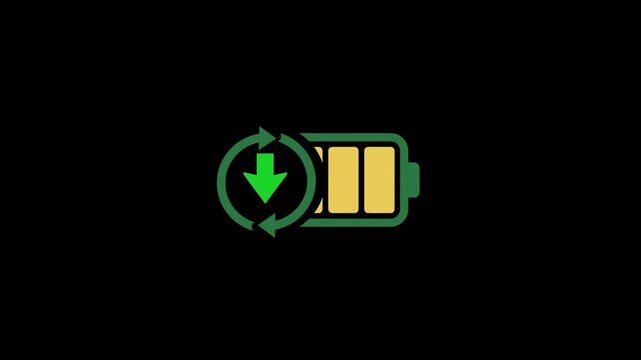 Battery Discharge and Power Consumption video motion - ideal for tech articles, energy efficiency blogs, power management infographics, and app UI/UX design