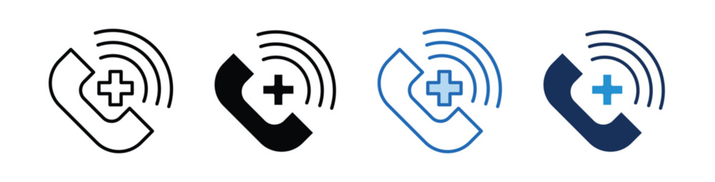 Emergency Call Icon Collection With Multiple Styles