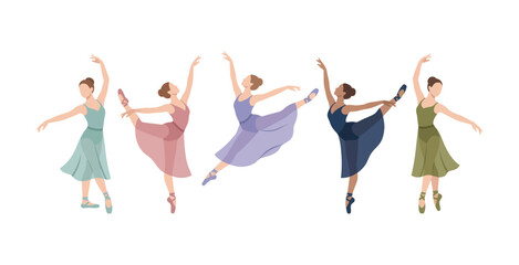 Ballet Dancers Flat Design Vector Illustration © Kill