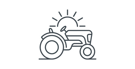 Minimalist Tractor and Rising Sun Icon Vector © Kill