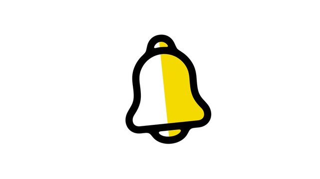 Bell, handbell, signal, alert and notify, graphic animation. Alpha channel. Transparent background motion design. 4K resolution