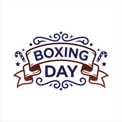 Obraz premium Boxing day decorative vintage label with ribbon and candy canes decorative flourish promotion