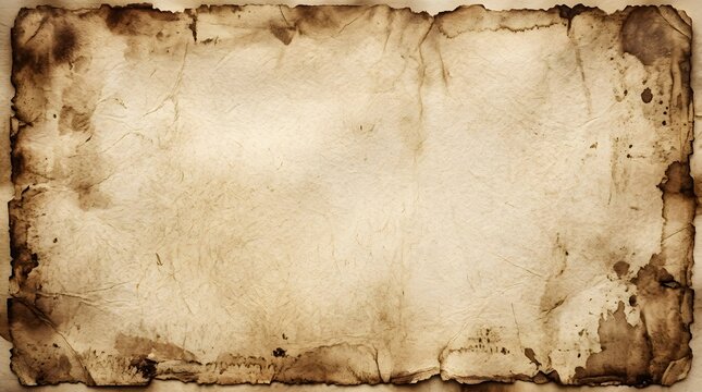 Old vintage paper scroll with torn edges and empty center for text background
