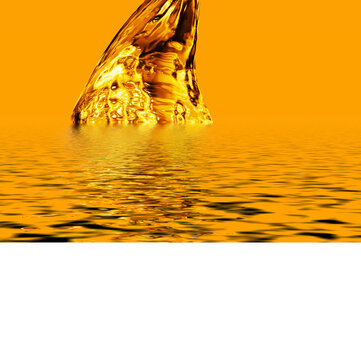Petrol background. Wave from golden liquid