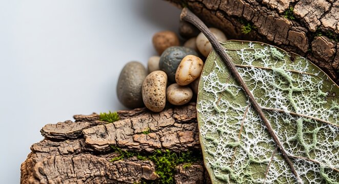 Rustic wooden table with acorns and pinecones decoration.