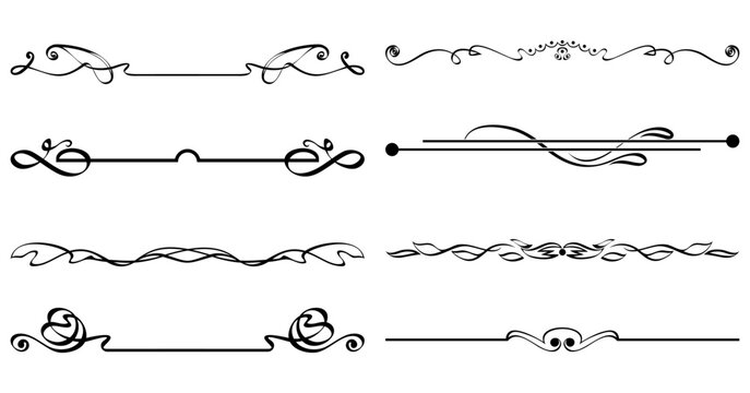Elegant Minimal Decorative Divider Lines and Vintage Ornamental Separator Borders Vector Collection	