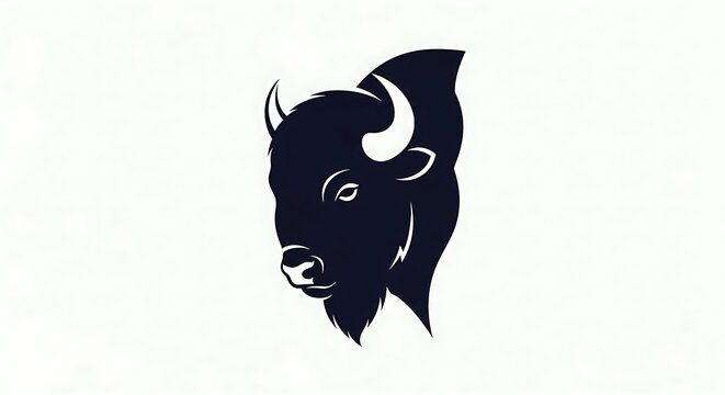 A minimalist illustration of a bison's head in profile