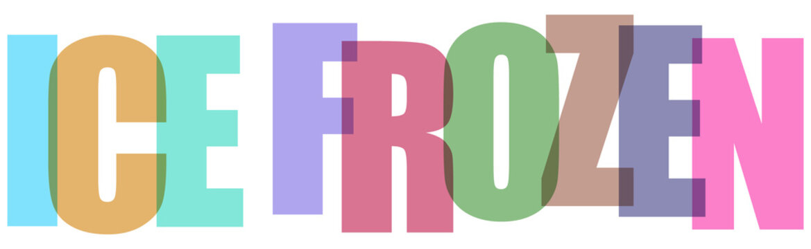 Multicolored text letters spelling ice frozen  colorful transparent background