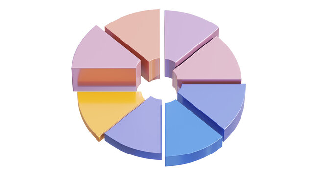 colorful pie chart 3D rendering