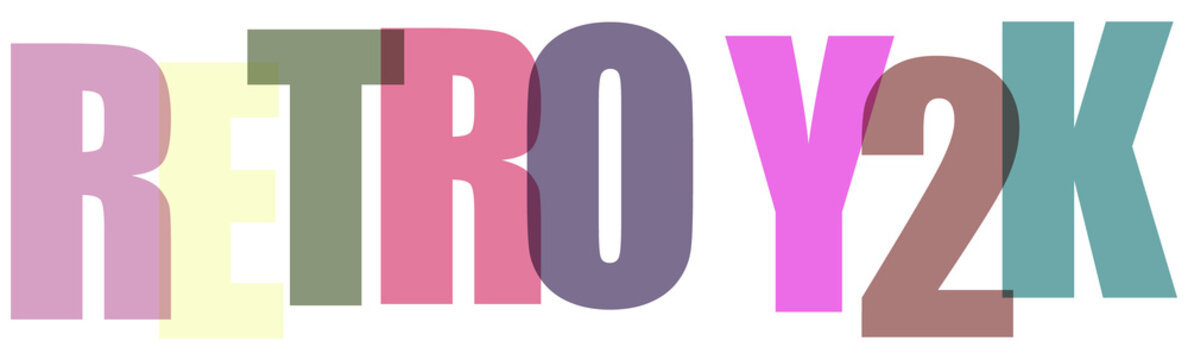 Retro Y2K colorful typography text graphic design element transparent background