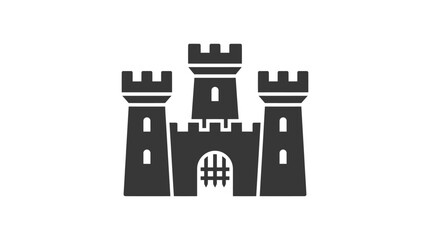 Black Castle Tower Architecture Icon. © Sari
