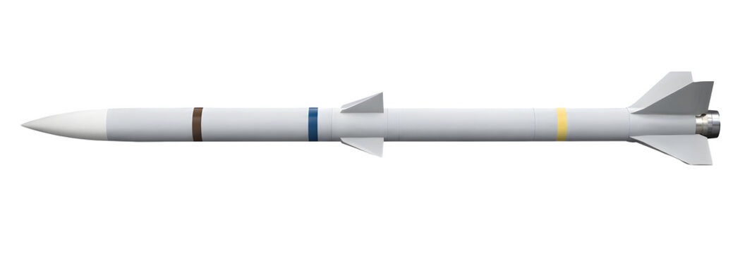 Full-Length Side Profile AIM-120 AMRAAM Air-to-Air Missile Isolated on Transparent Background PNG