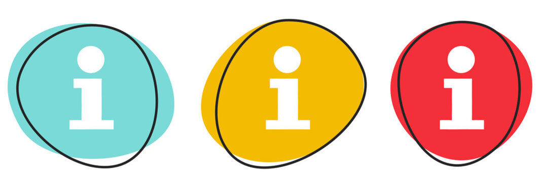 Button Banner Set mit 3 bunten Buttons: Info, Auskunft oder Beratung