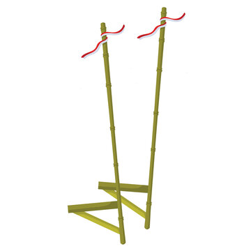 Traditional Bamboo Stilts Egrang for Indonesian Independence Day Illustration