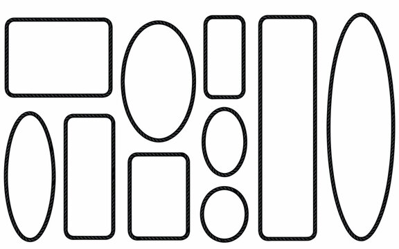 Collection of minimalist vector geometric shapes featuring various rectangles rounded corners ovals and long frames for professional graphic design layouts.