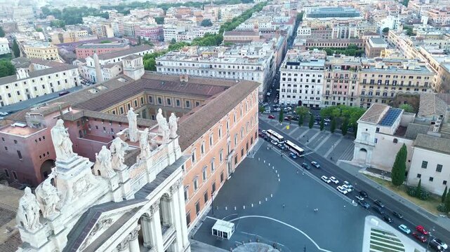 view of the Basilica of St. John Lateran and Rome cityscape panorama, Italy